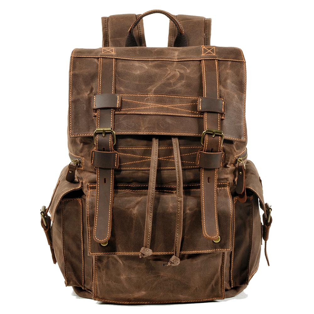 Kaelen | Vintage-Rucksack aus gewachstem Canvas & Leder