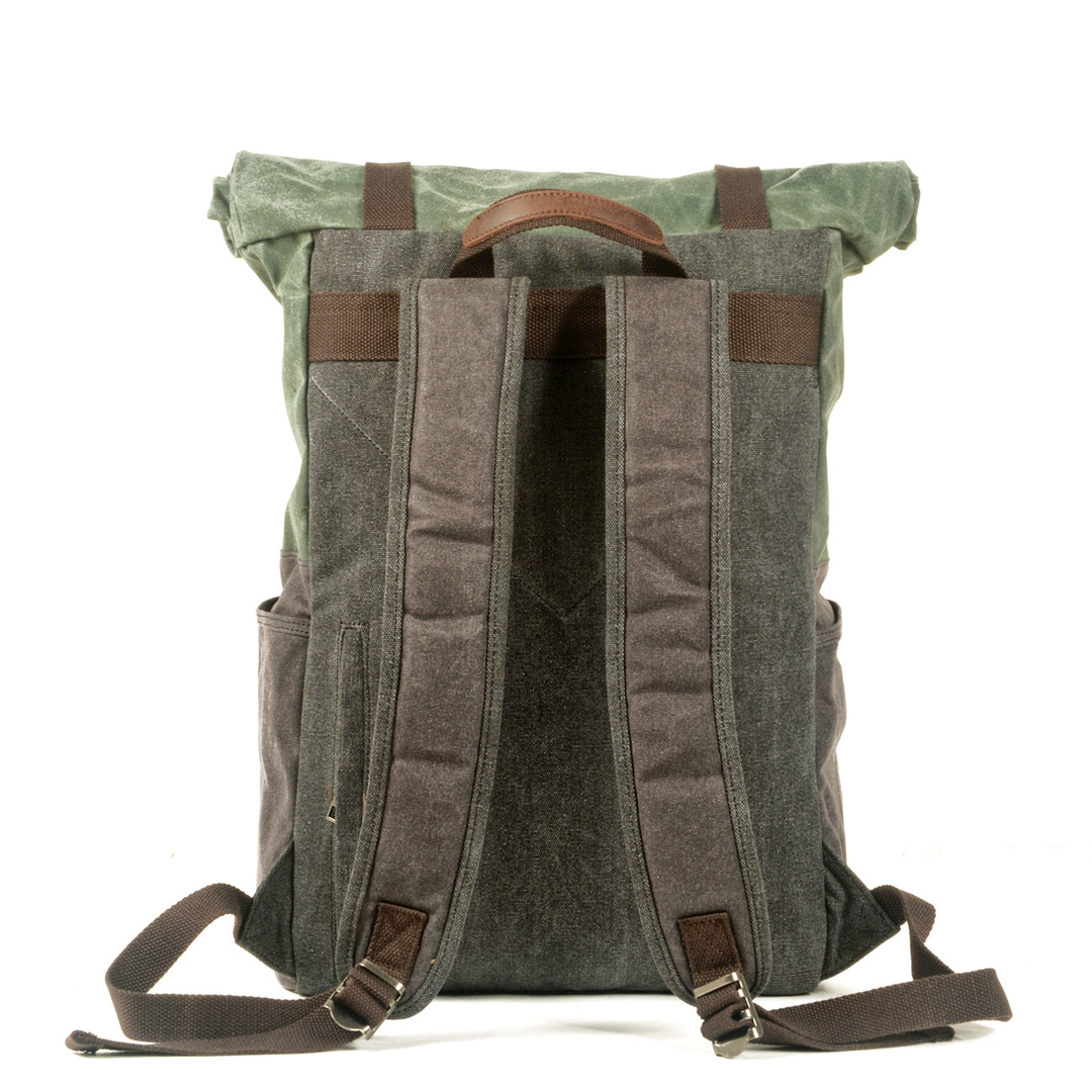 Aelric | Vintage Rolltop-Rucksack aus gewachstem Canvas und Leder