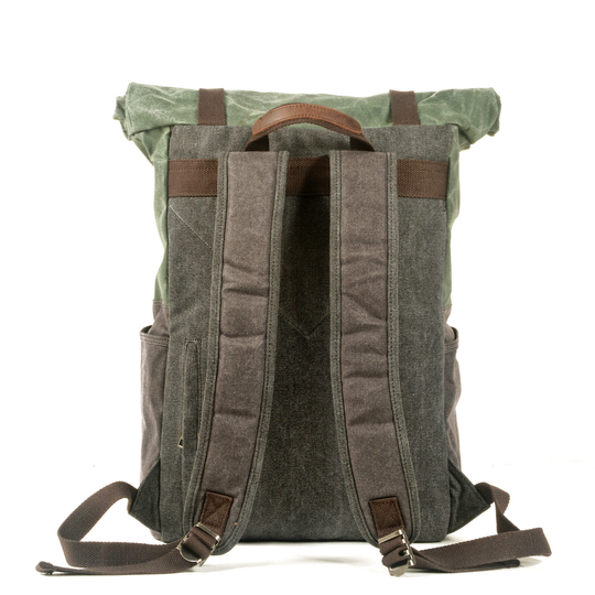Aelric | Vintage Rolltop-Rucksack aus gewachstem Canvas und Leder