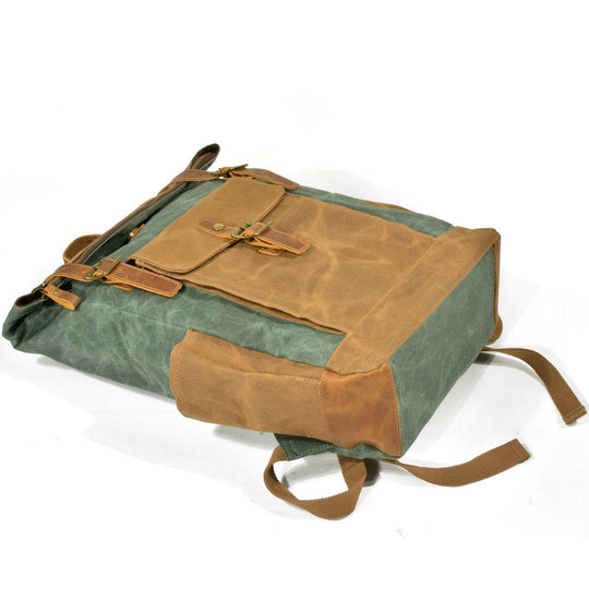 Eryndor | Zweifarbiger Rucksack aus gewachstem Canvas und Leder
