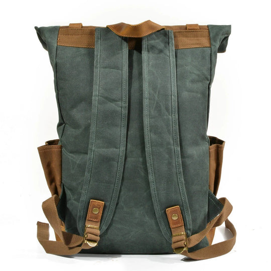 Eryndor | Zweifarbiger Rucksack aus gewachstem Canvas und Leder