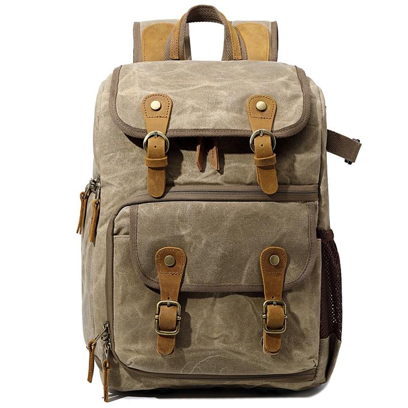 Luthar | Vintage-Kamera-Rucksack aus Canvas und Leder