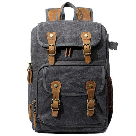 Luthar | Vintage-Kamera-Rucksack aus Canvas und Leder