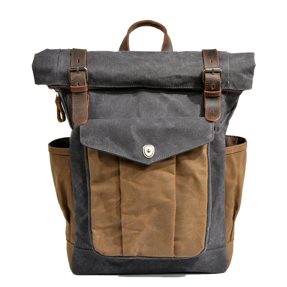 Eira | Vintage-Rucksack aus gewachstem Canvas mit Rollverschluss