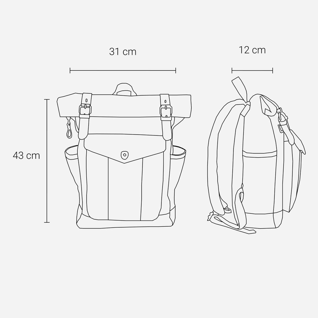 Eira | Vintage-Rucksack aus gewachstem Canvas mit Rollverschluss