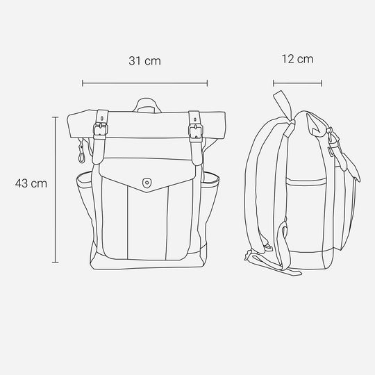 Eira | Vintage-Rucksack aus gewachstem Canvas mit Rollverschluss