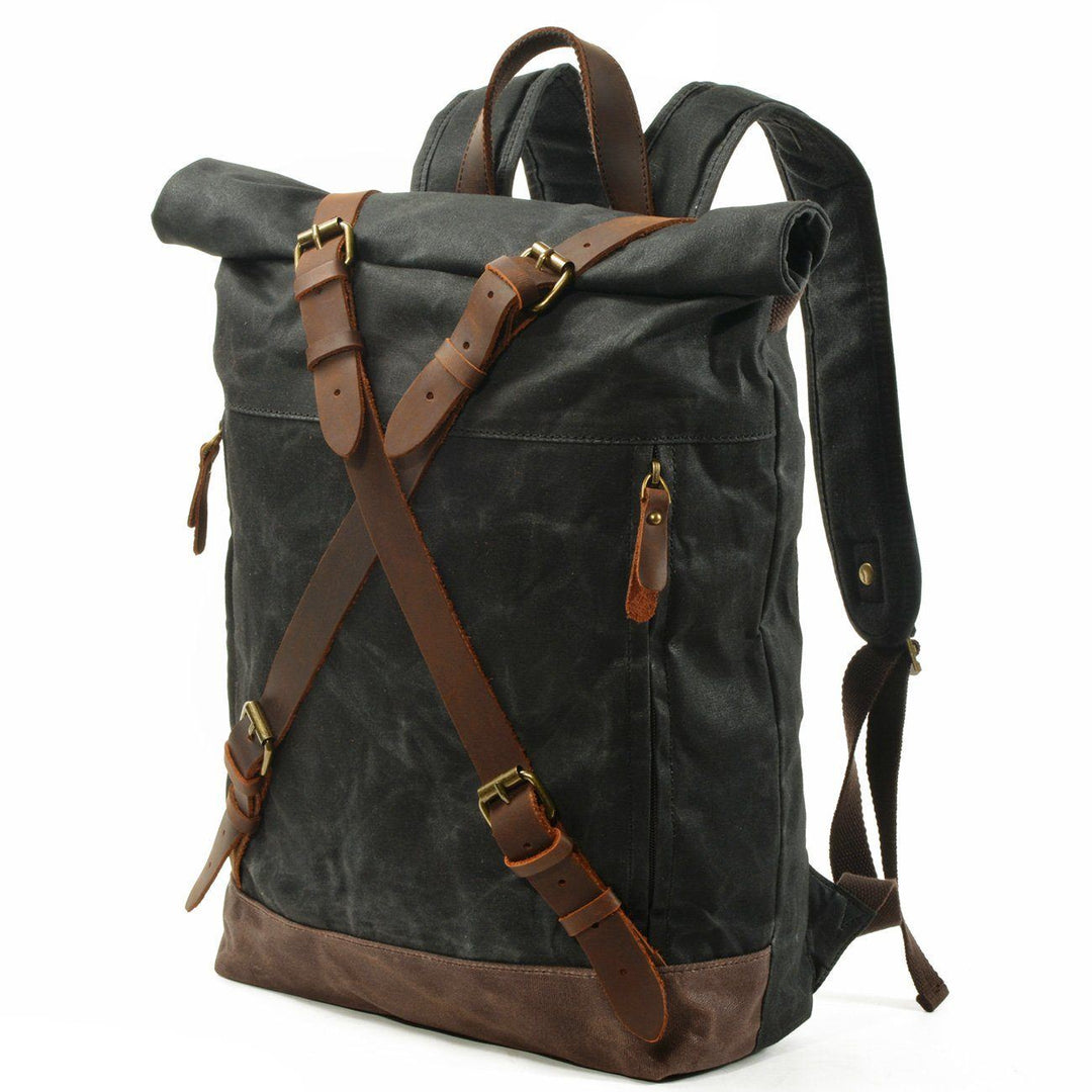 Lennox | Robuster Rolltop-Rucksack aus Canvas und Leder