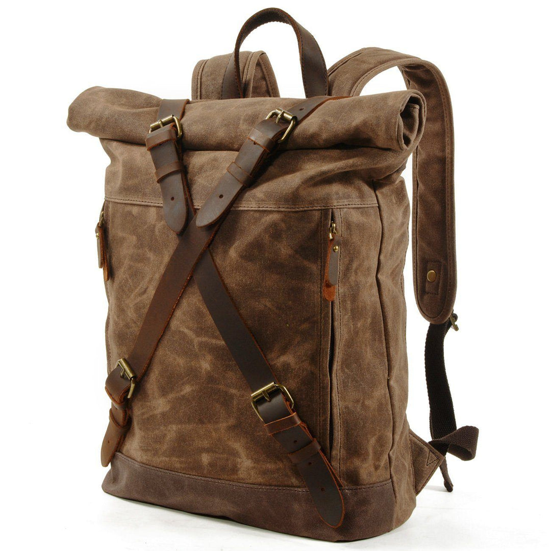 Lennox | Robuster Rolltop-Rucksack aus Canvas und Leder