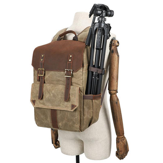 Thalen | Vintage-Rucksack aus gewachstem Canvas und Leder für Kameras