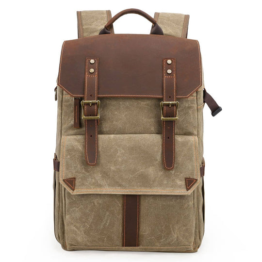 Thalen | Vintage-Rucksack aus gewachstem Canvas und Leder für Kameras