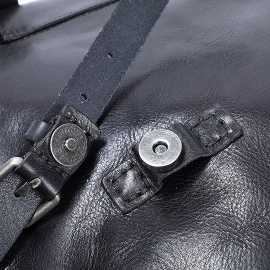 Cael | Schwarzer Lederrucksack mit Kordelzug
