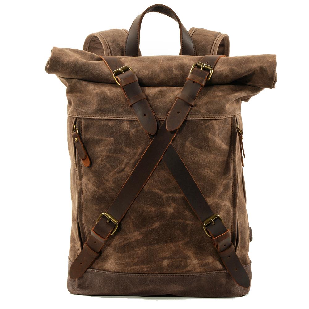 Lennox | Robuster Rolltop-Rucksack aus Canvas und Leder