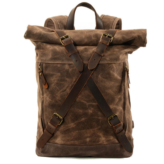 Lennox | Robuster Rolltop-Rucksack aus Canvas und Leder