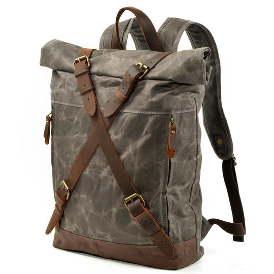 Lennox | Robuster Rolltop-Rucksack aus Canvas und Leder