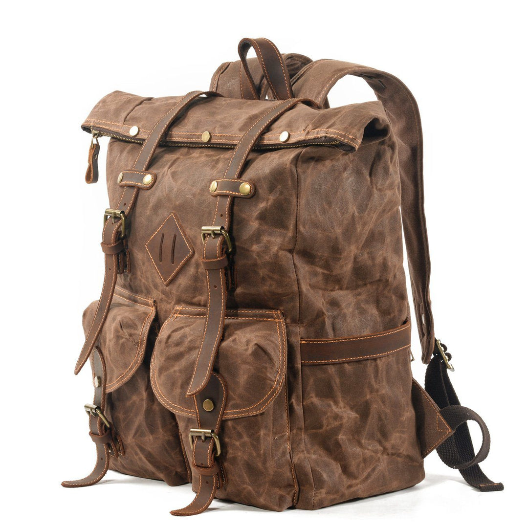 Elric | Vintage-Rucksack aus gewachstem Canvas und Leder