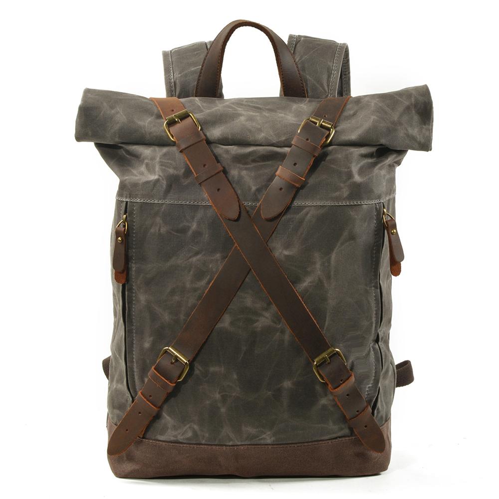 Lennox | Robuster Rolltop-Rucksack aus Canvas und Leder