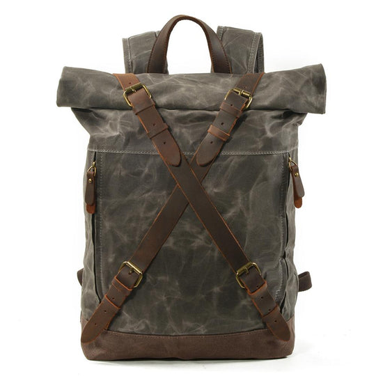Lennox | Robuster Rolltop-Rucksack aus Canvas und Leder