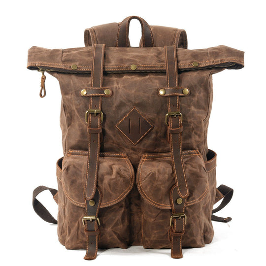 Elric | Vintage-Rucksack aus gewachstem Canvas und Leder