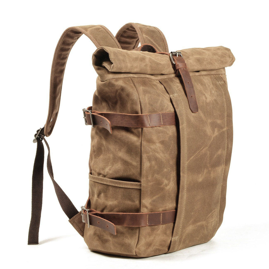Vetra | Minimalistischer Rolltop-Rucksack aus gewachstem Canvas