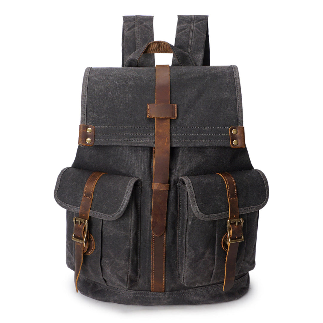 Edric | Vintage-Rucksack aus gewachstem Canvas und Leder