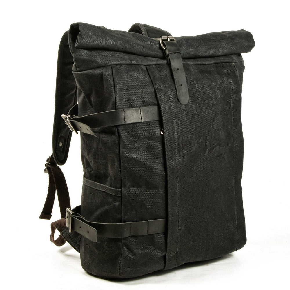 Vetra | Minimalistischer Rolltop-Rucksack aus gewachstem Canvas