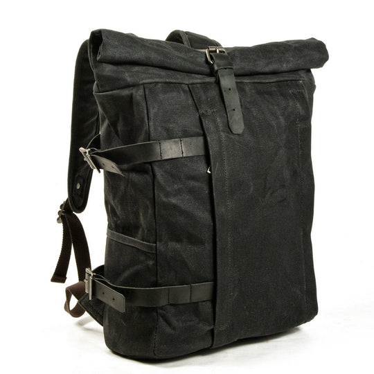 Vetra | Minimalistischer Rolltop-Rucksack aus gewachstem Canvas
