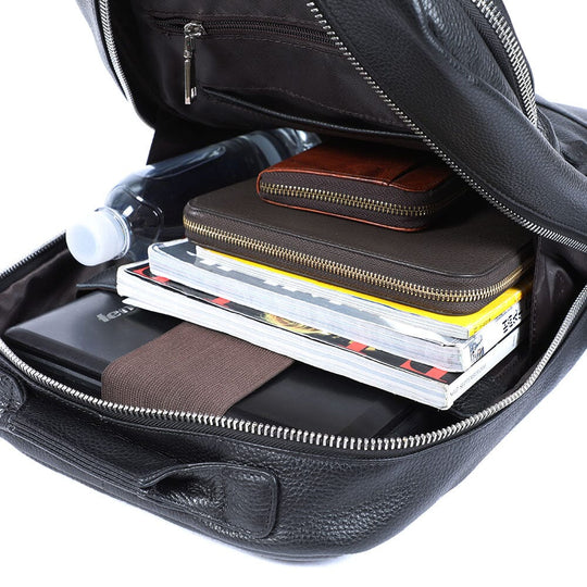 Niko | Schwarzer Leder-Laptop-Rucksack