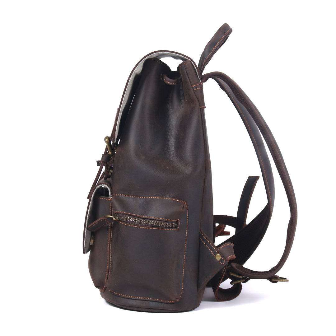 Lior | Vintage-Lederrucksack mit Kordelzug