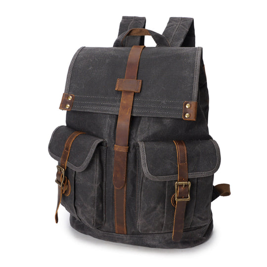 Edric | Vintage-Rucksack aus gewachstem Canvas und Leder