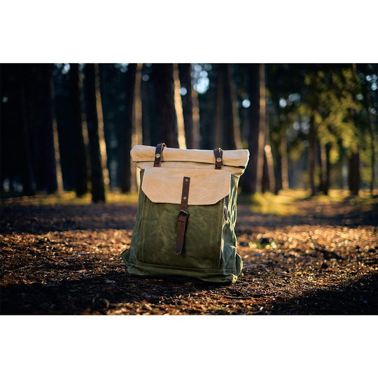 Arvik | Vintage Rolltop-Rucksack aus gewachstem Canvas