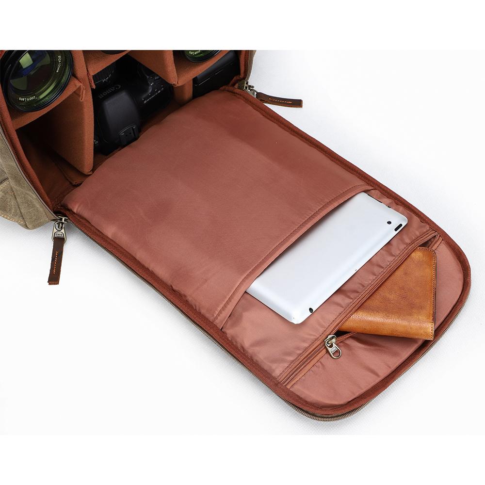 Thalen | Vintage-Rucksack aus gewachstem Canvas und Leder für Kameras
