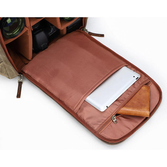 Thalen | Vintage-Rucksack aus gewachstem Canvas und Leder für Kameras