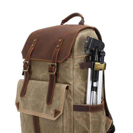 Thalen | Vintage-Rucksack aus gewachstem Canvas und Leder für Kameras