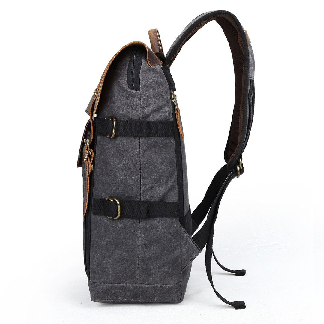 Caelen | Vintage-Kamerarucksack aus gewachstem Canvas und Leder
