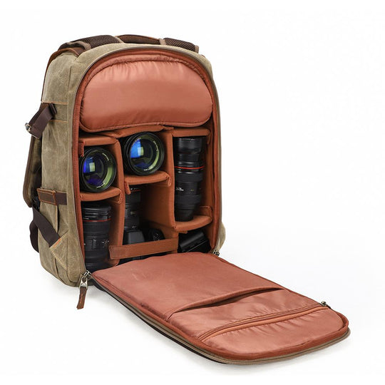 Thalen | Vintage-Rucksack aus gewachstem Canvas und Leder für Kameras