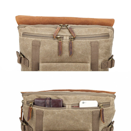 Caelen | Vintage-Kamerarucksack aus gewachstem Canvas und Leder