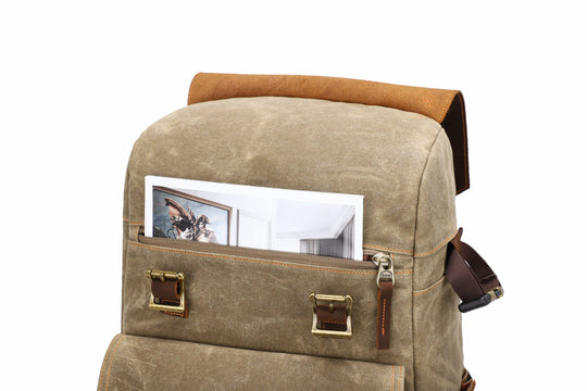 Thalen | Vintage-Rucksack aus gewachstem Canvas und Leder für Kameras