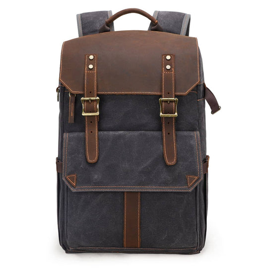 Thalen | Vintage-Rucksack aus gewachstem Canvas und Leder für Kameras