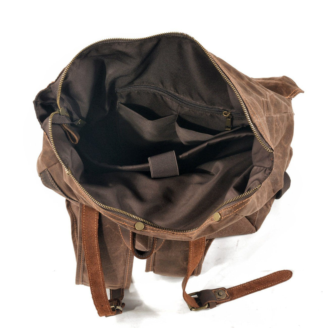 Elric | Vintage-Rucksack aus gewachstem Canvas und Leder