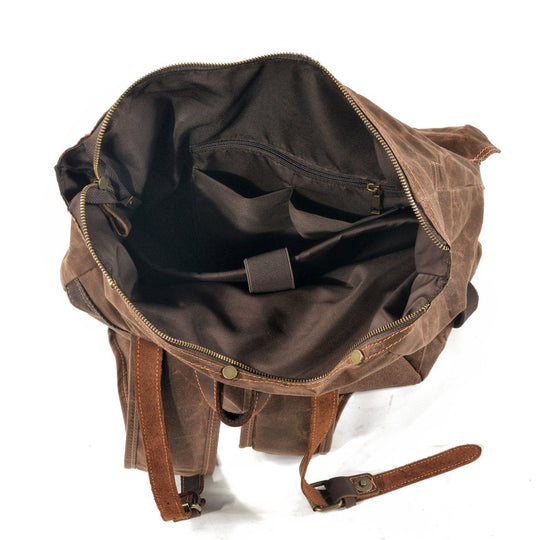 Elric | Vintage-Rucksack aus gewachstem Canvas und Leder