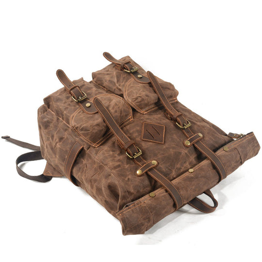 Elric | Vintage-Rucksack aus gewachstem Canvas und Leder