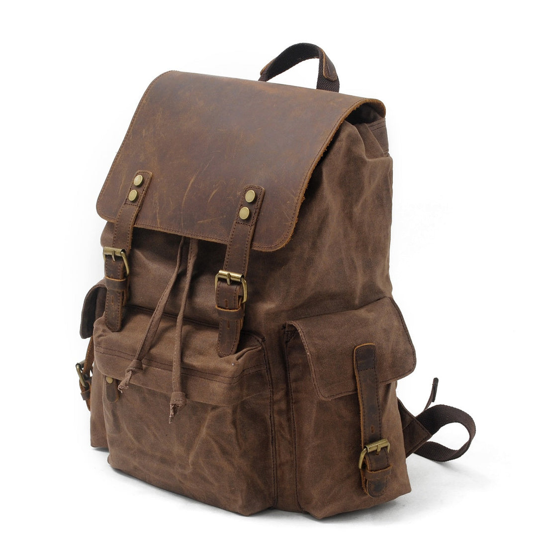 Arven | Vintage-Wanderrucksack aus gewachstem Canvas und Leder