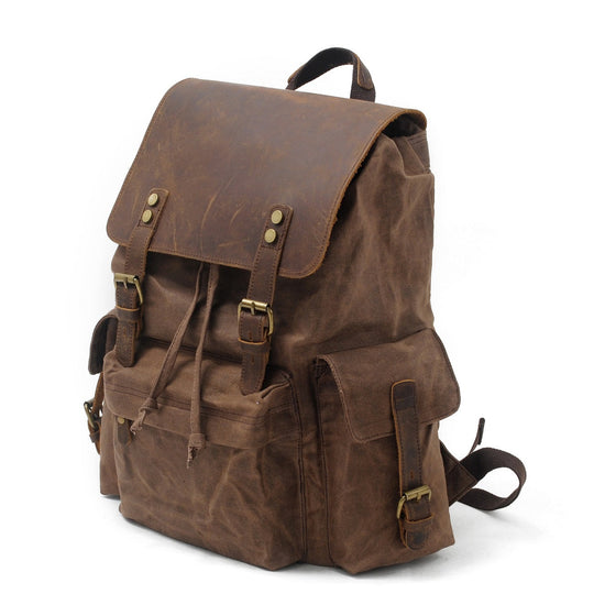 Arven | Vintage-Wanderrucksack aus gewachstem Canvas und Leder