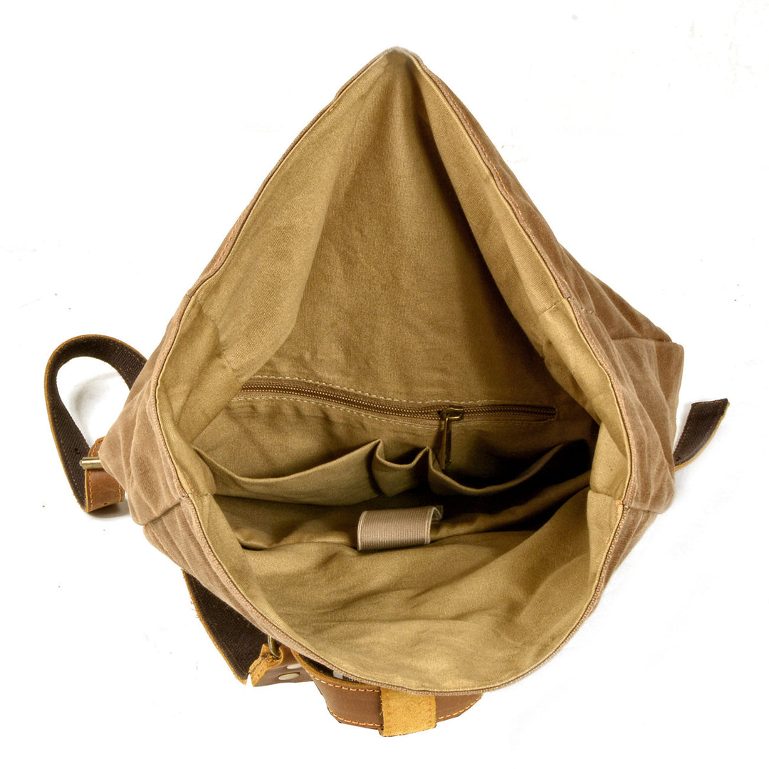 Halden | Vintage Rolltop-Rucksack aus gewachstem Canvas und Leder