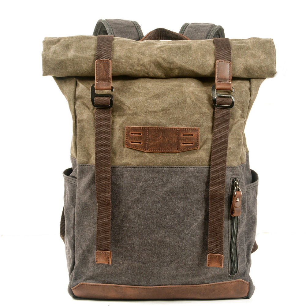 Aelric | Vintage Rolltop-Rucksack aus gewachstem Canvas und Leder