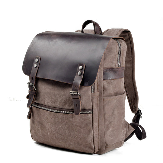 Sorelle | Vintage-Laptop-Rucksack aus gewachstem Canvas und Leder