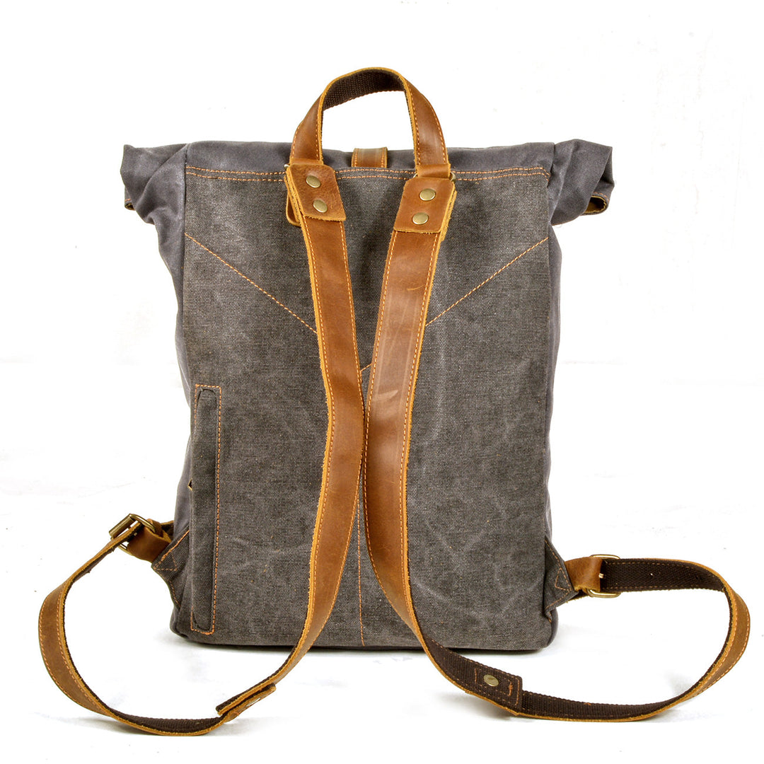 Halden | Vintage Rolltop-Rucksack aus gewachstem Canvas und Leder