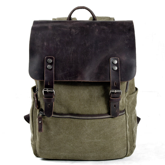 Sorelle | Vintage-Laptop-Rucksack aus gewachstem Canvas und Leder