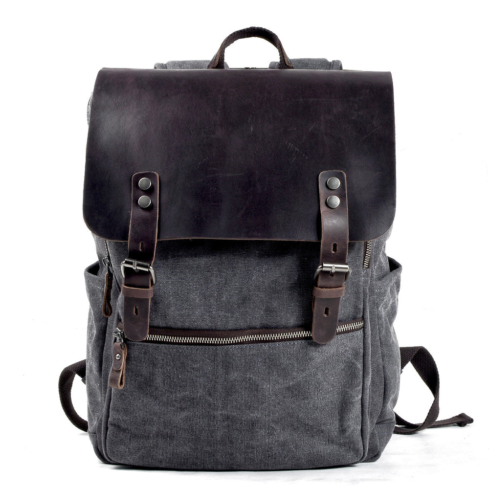 Sorelle | Vintage-Laptop-Rucksack aus gewachstem Canvas und Leder