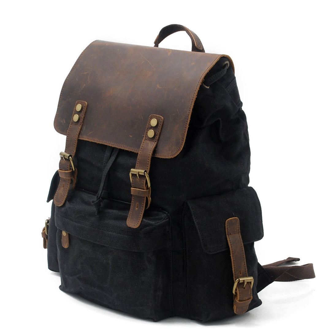 Arven | Vintage-Wanderrucksack aus gewachstem Canvas und Leder